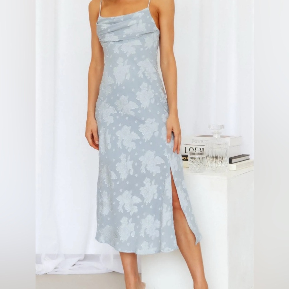 Hello Molly Whisper To My Heart Blue Midi Dress Size Large